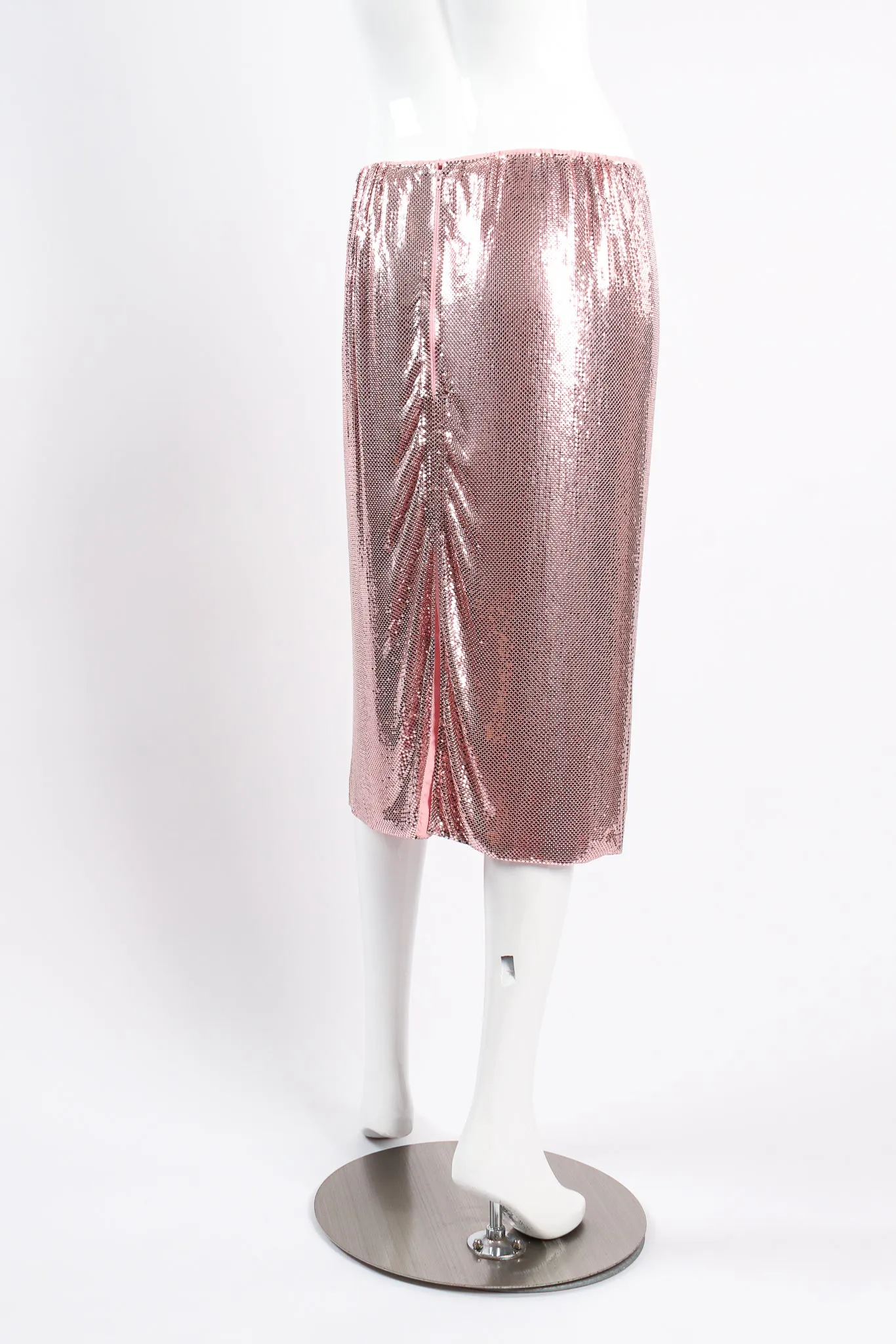 Liquid Metal Mesh Midi Skirt