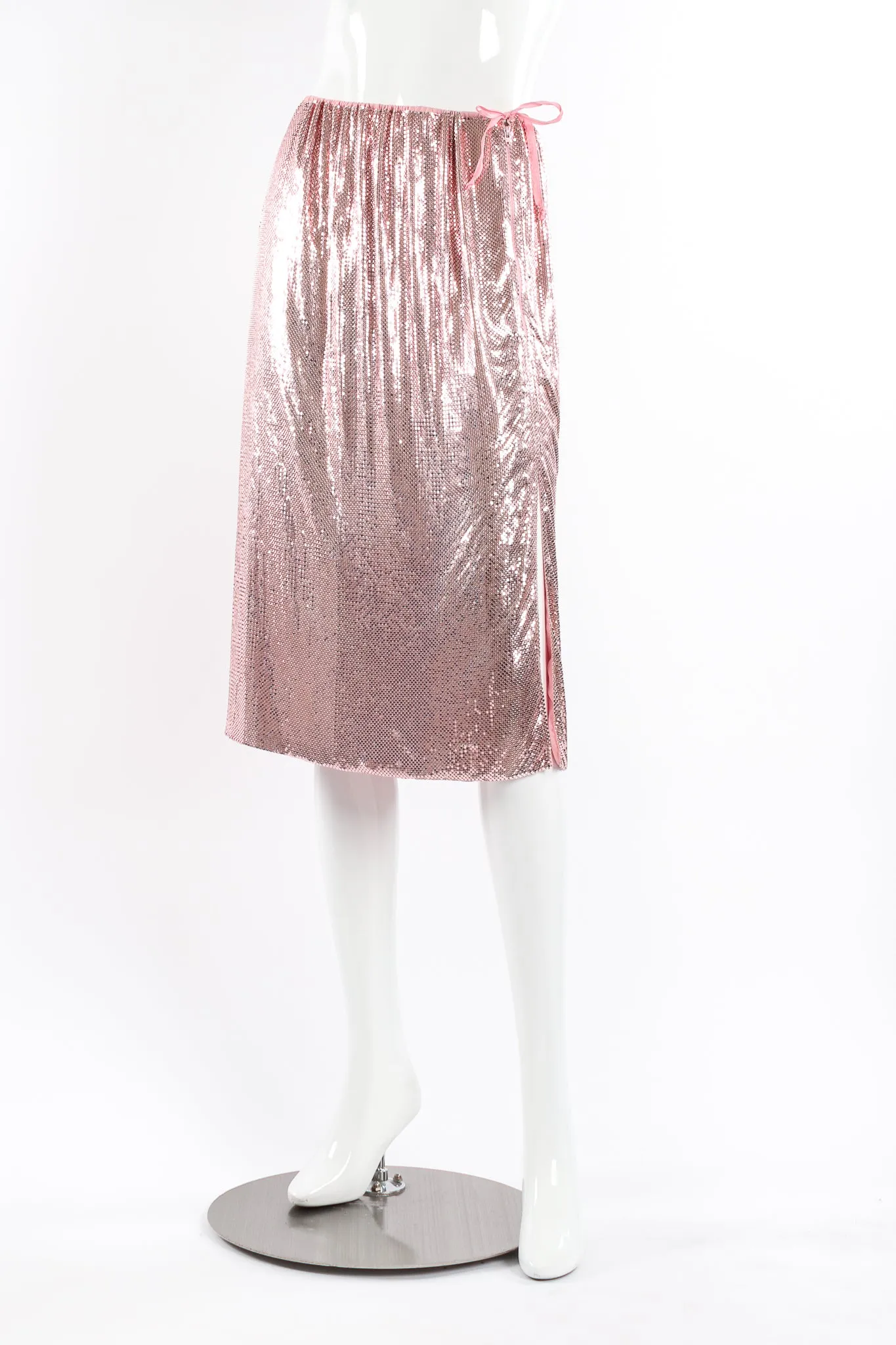 Liquid Metal Mesh Midi Skirt