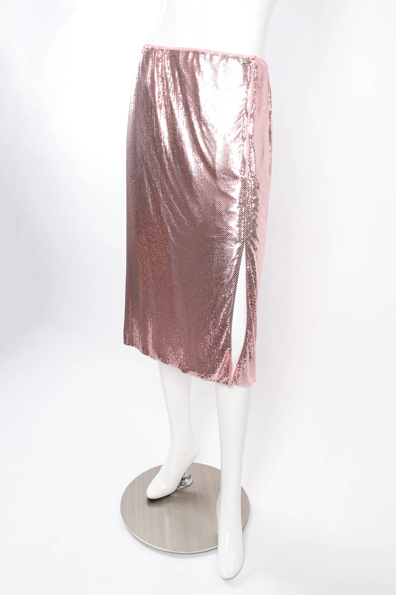 Liquid Metal Mesh Midi Skirt