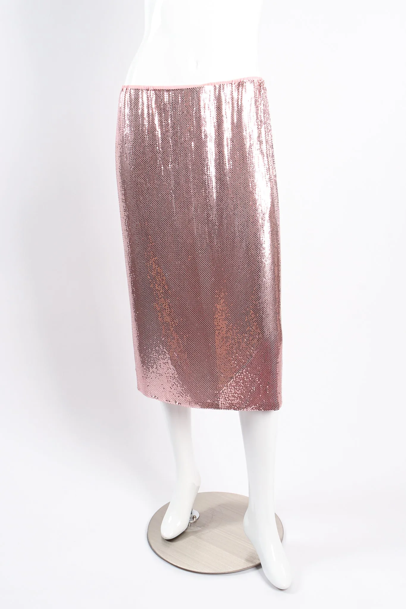 Liquid Metal Mesh Midi Skirt