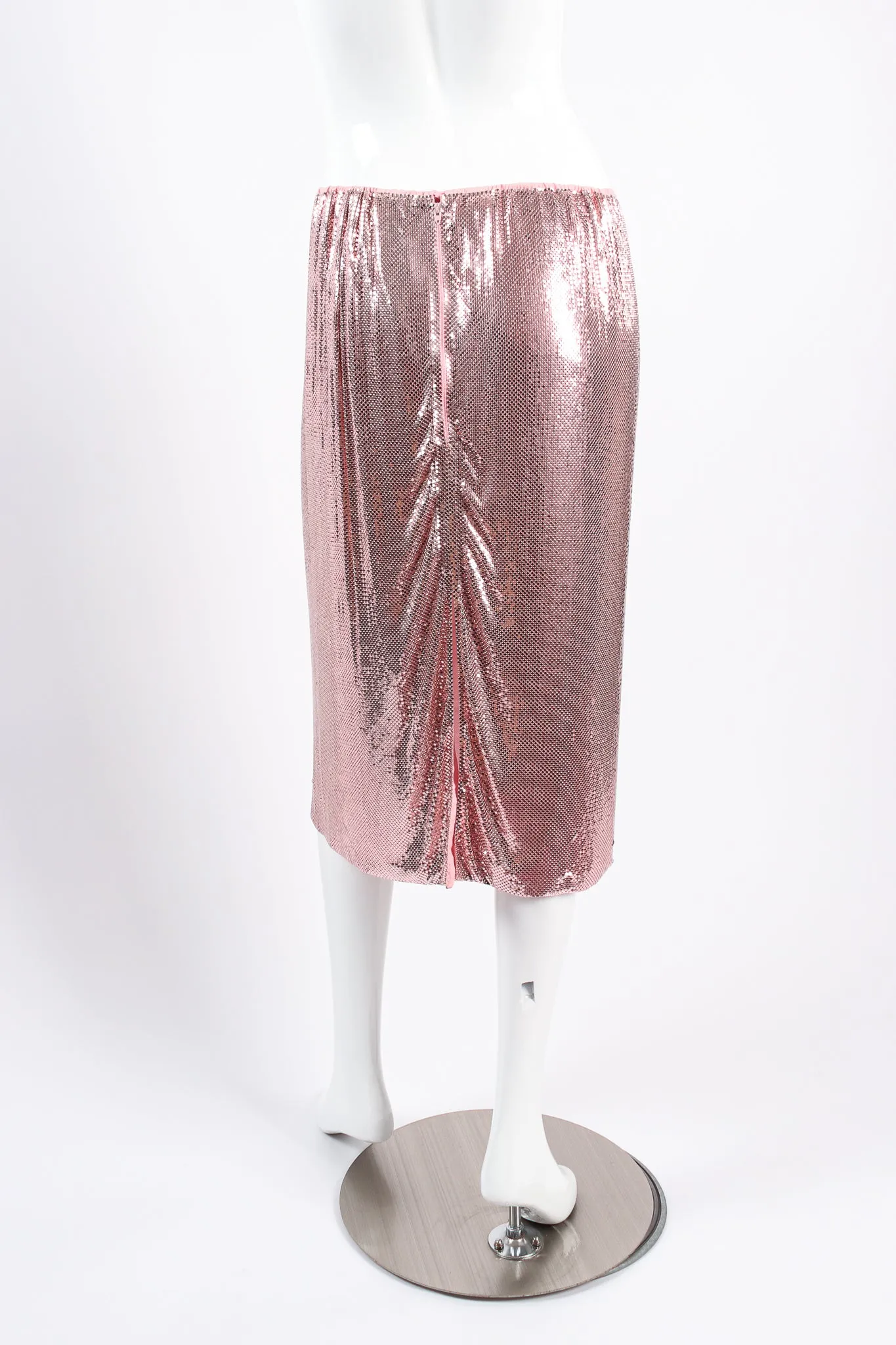 Liquid Metal Mesh Midi Skirt