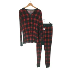 Little Sleepies Pajama Set Women's Size Small Red Green Plaid Top And Pants