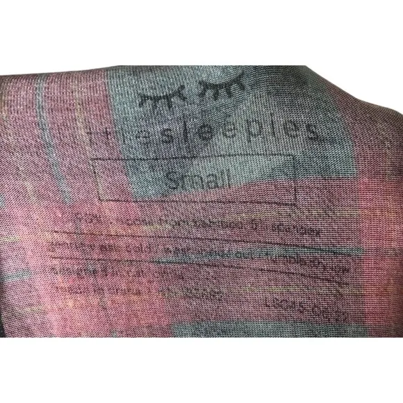 Little Sleepies Pajama Set Women's Size Small Red Green Plaid Top And Pants
