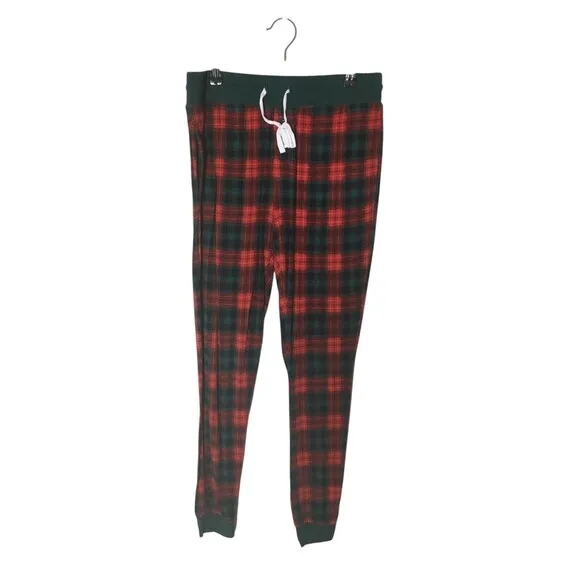 Little Sleepies Pajama Set Women's Size Small Red Green Plaid Top And Pants