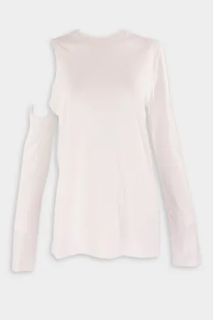 Long Sleeve Cutout T-Shirt in White