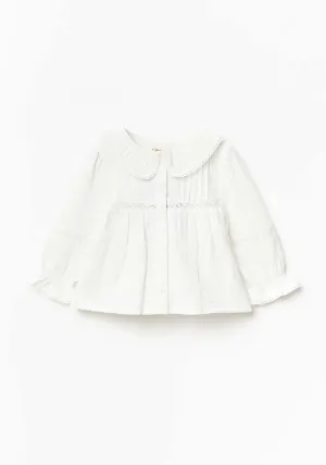 Long Sleeve Detailed Blouse - Ecru