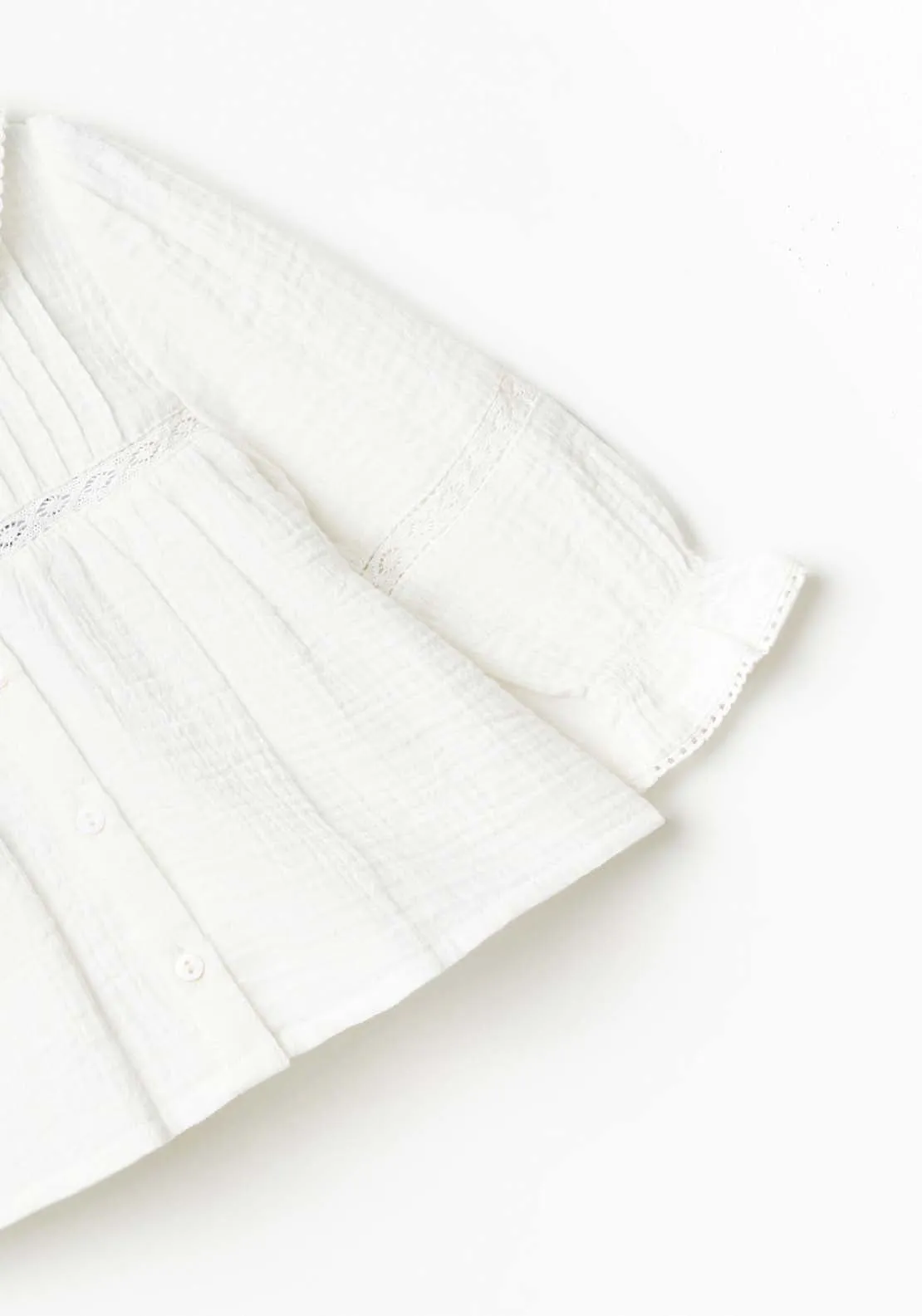 Long Sleeve Detailed Blouse - Ecru