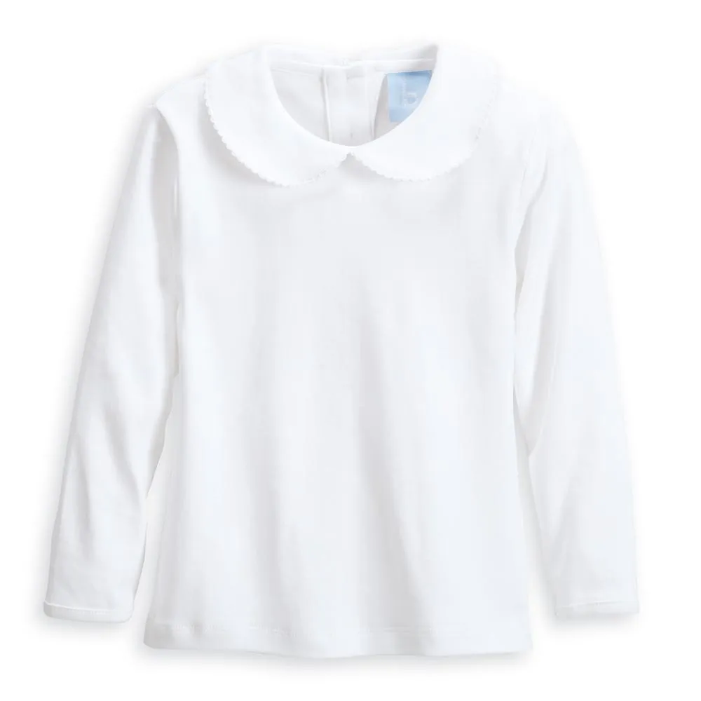 Long Sleeve Pima Peter Pan Tee -- White w/ White
