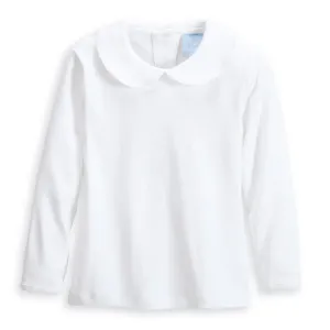 Long Sleeve Pima Peter Pan Tee -- White w/ White