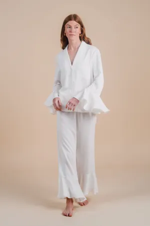 Long Sleeve Ruffle Pant Set - Cloud