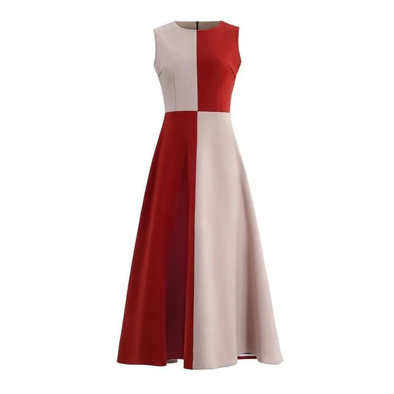 Long Sleeve Vintage Woolen Retro Red A-Line Formal Maxi Dress