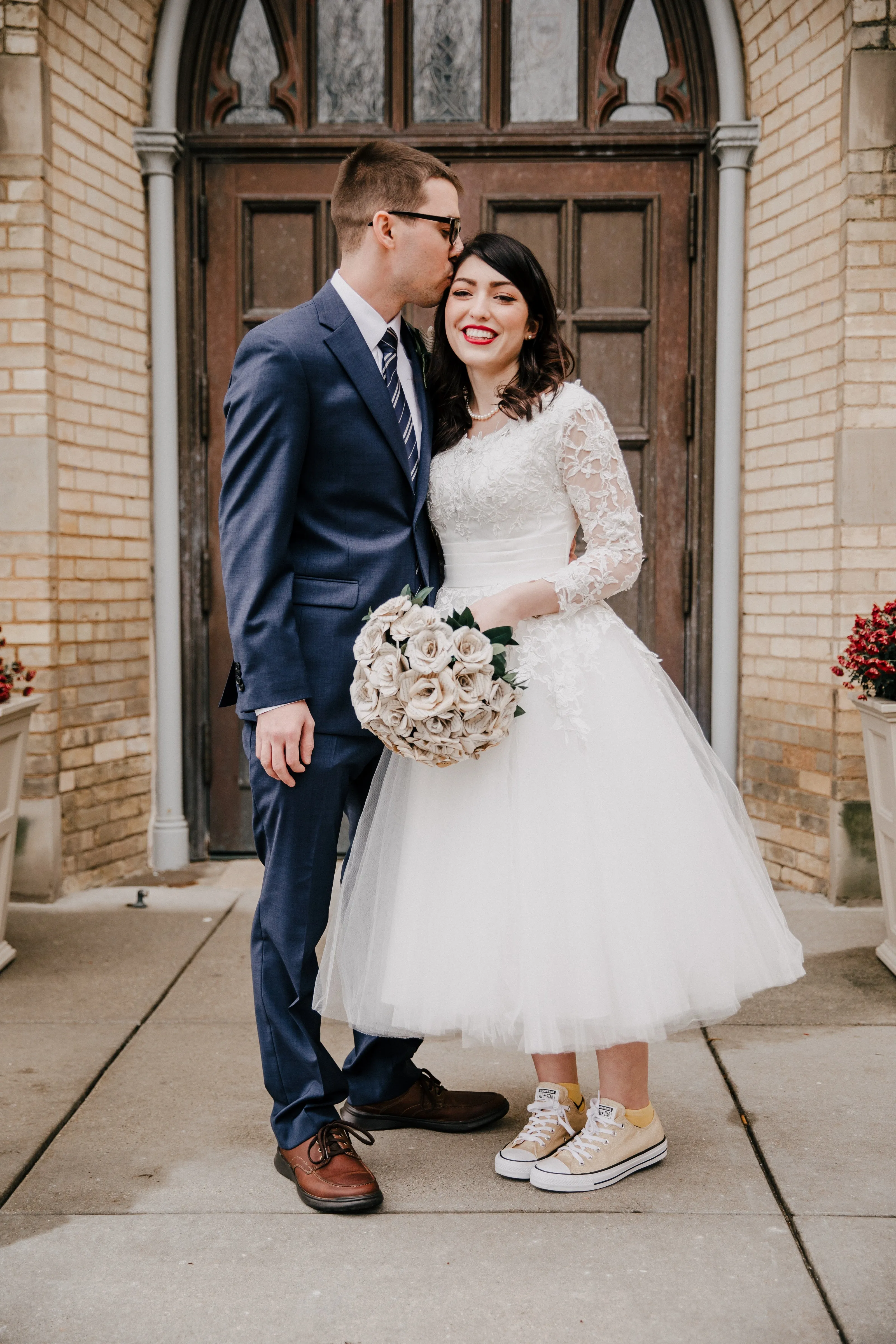 Long Sleeves Wedding Dress Short Retro Tea Length Wedding Dress | Marina