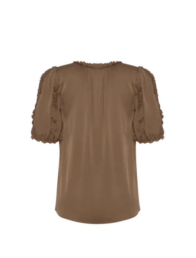 Luxe Ruffle Top - Coffee