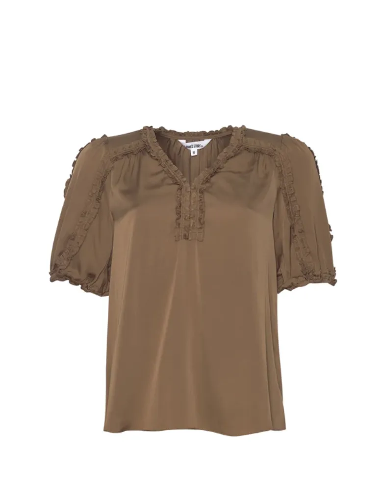 Luxe Ruffle Top - Coffee