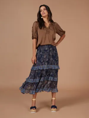 Luxe Ruffle Top - Coffee