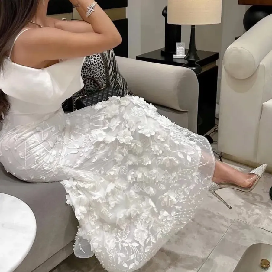 Luxury A Line Flower Bride Bridal Gowns Dresses Lace Strapless Floral vestidos de novia Formal Night Wedding Dress Gown