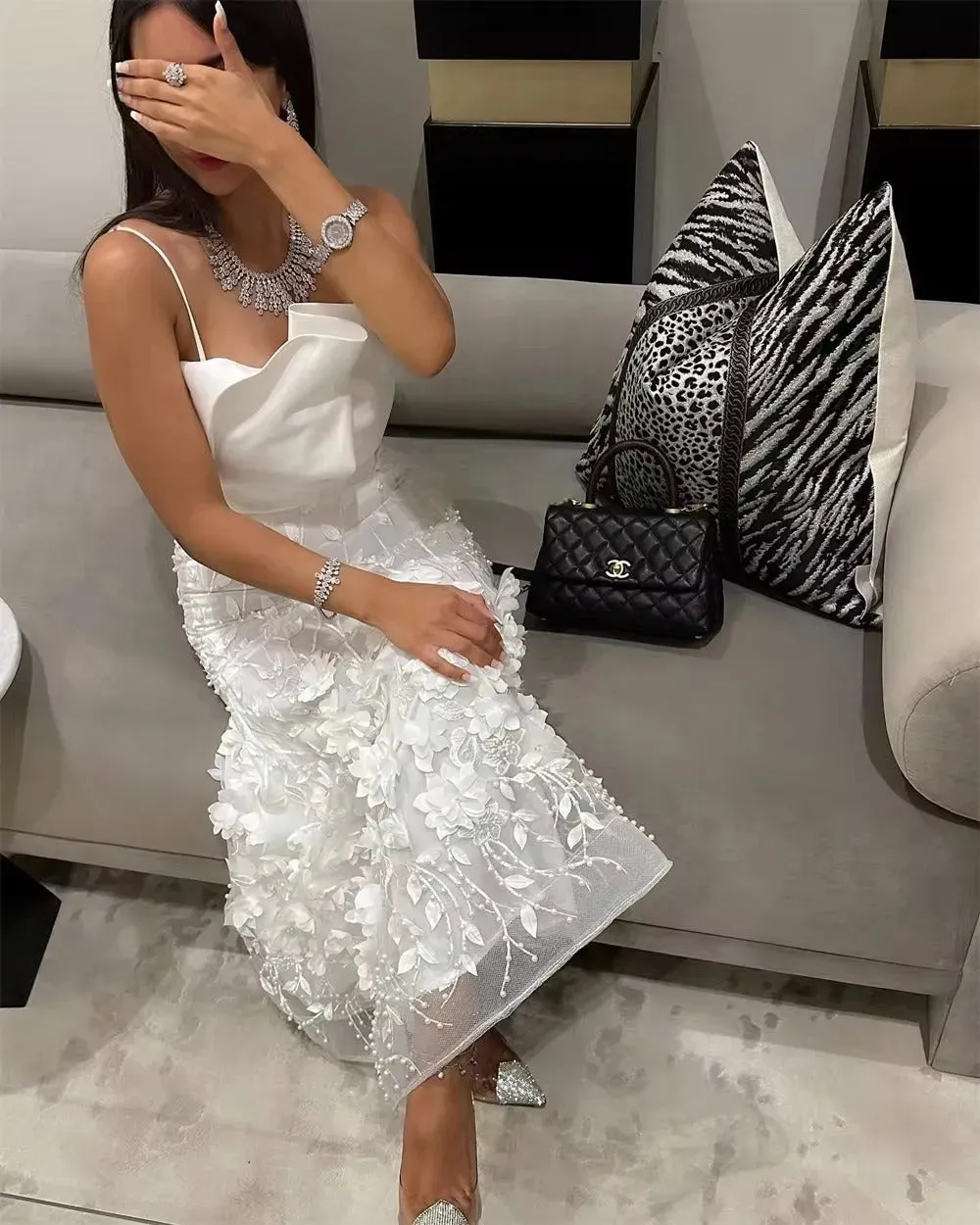 Luxury A Line Flower Bride Bridal Gowns Dresses Lace Strapless Floral vestidos de novia Formal Night Wedding Dress Gown