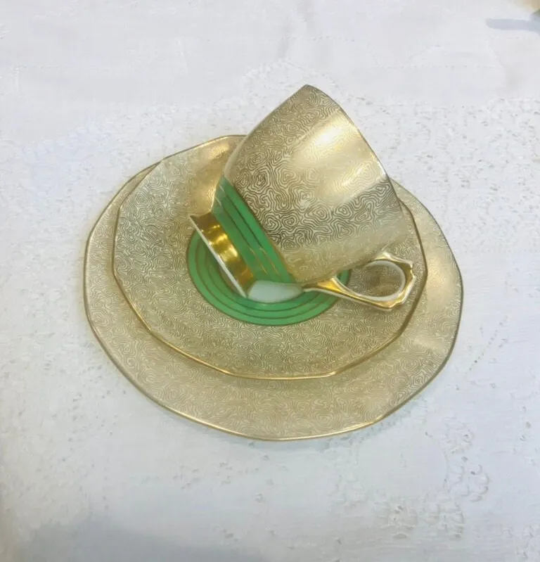 Luxury Green & Gold Tea Set by Tuscan China