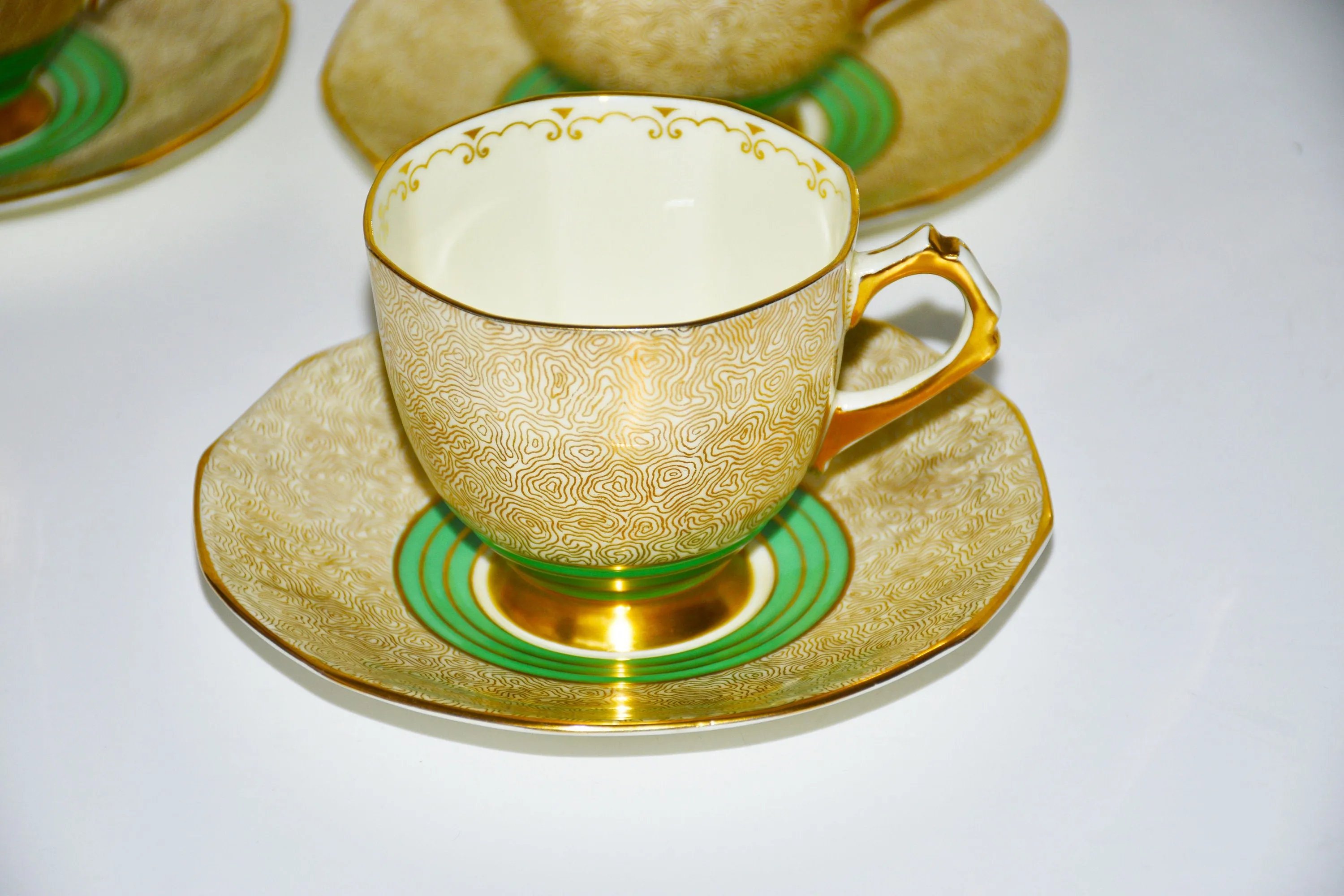 Luxury Green & Gold Tea Set by Tuscan China