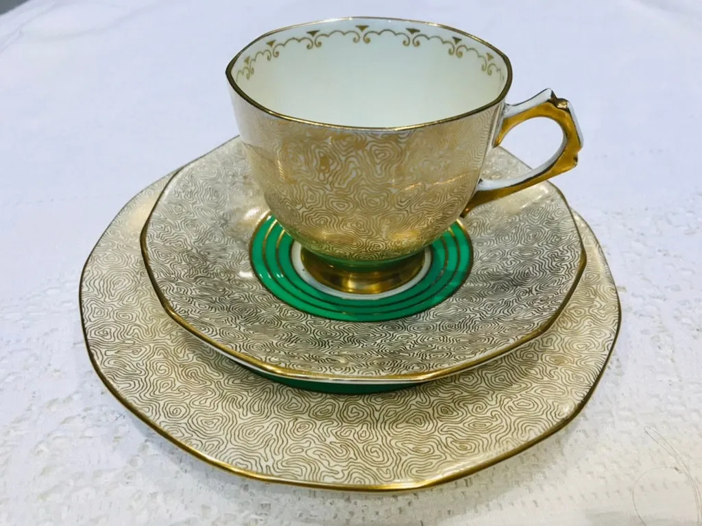 Luxury Green & Gold Tea Set by Tuscan China