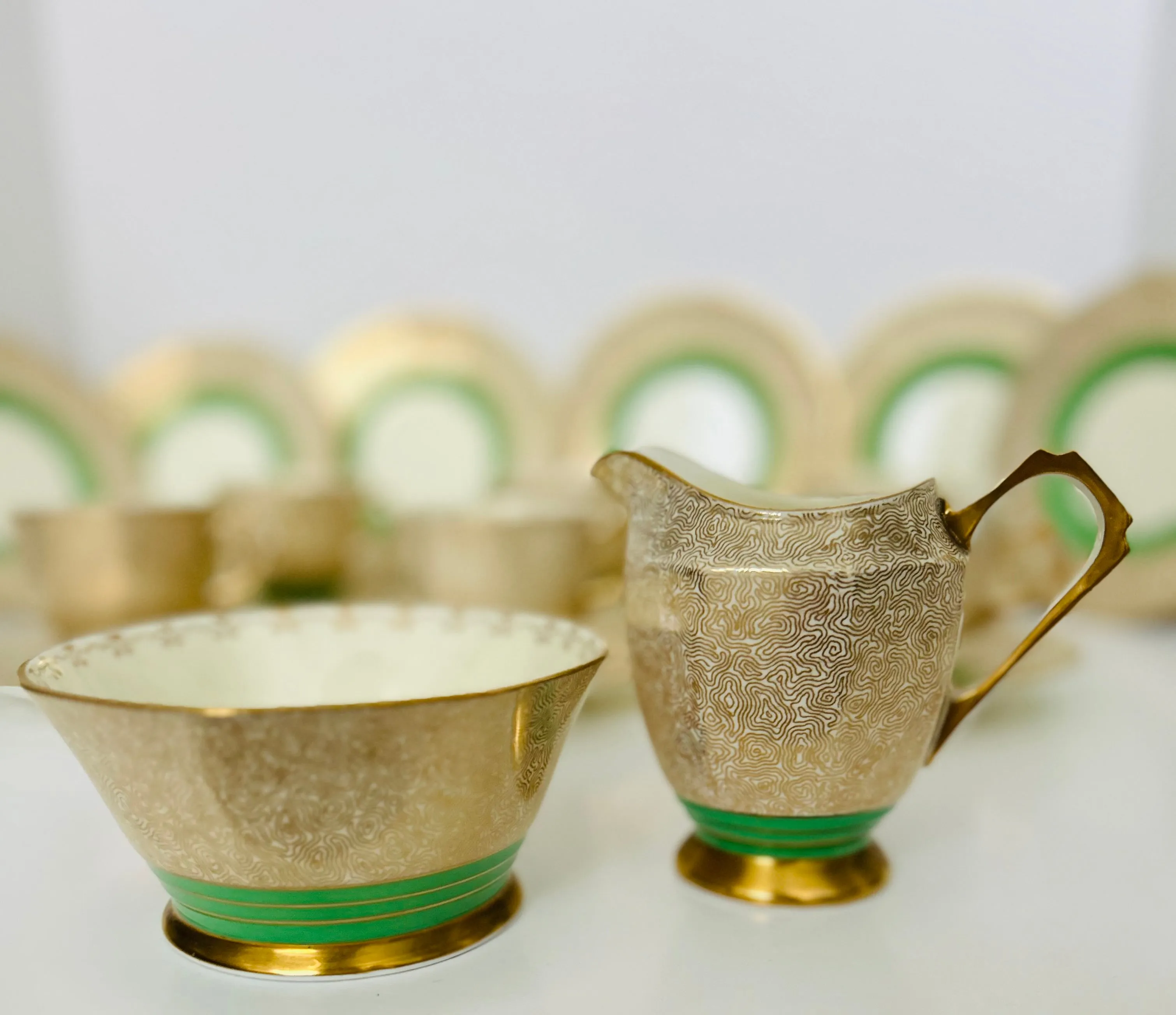 Luxury Green & Gold Tea Set by Tuscan China