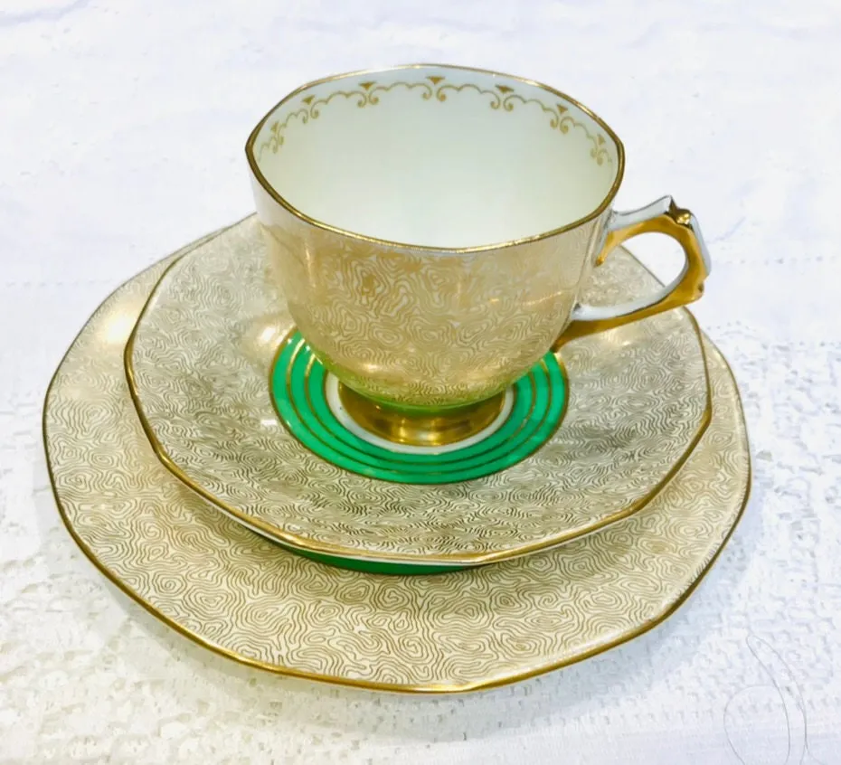 Luxury Green & Gold Tea Set by Tuscan China