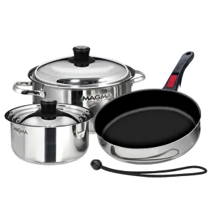 Magma 7-Piece Professional Series Gourmet Nesting Stainless Steel Cookware w/Ceramica Non-Stick