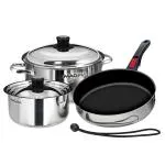 Magma 7-Piece Professional Series Gourmet Nesting Stainless Steel Cookware w/Ceramica Non-Stick