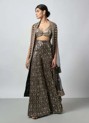Mahika black cape and palazzo set
