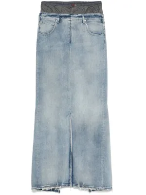 Maison margiela indigo blå front slits kjol