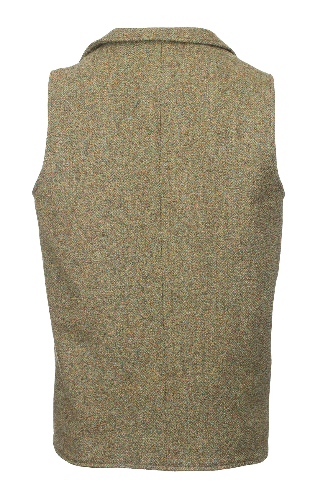 Man Of Aran Moss Green Herringbone Tweed Waistcoat & Vest