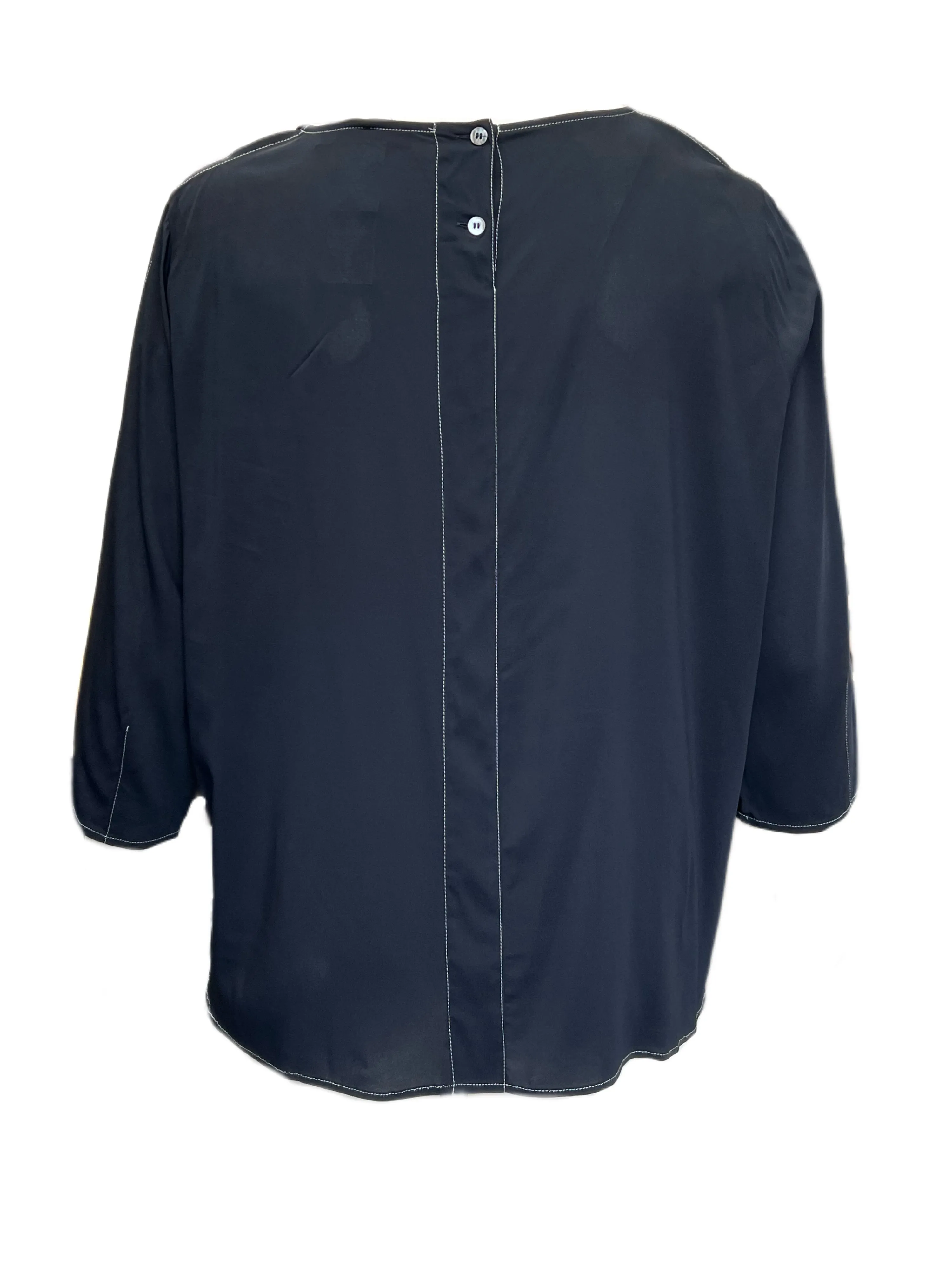 Marina Rinaldi Women's Black Bambino 3/4 Sleeve Top NWT