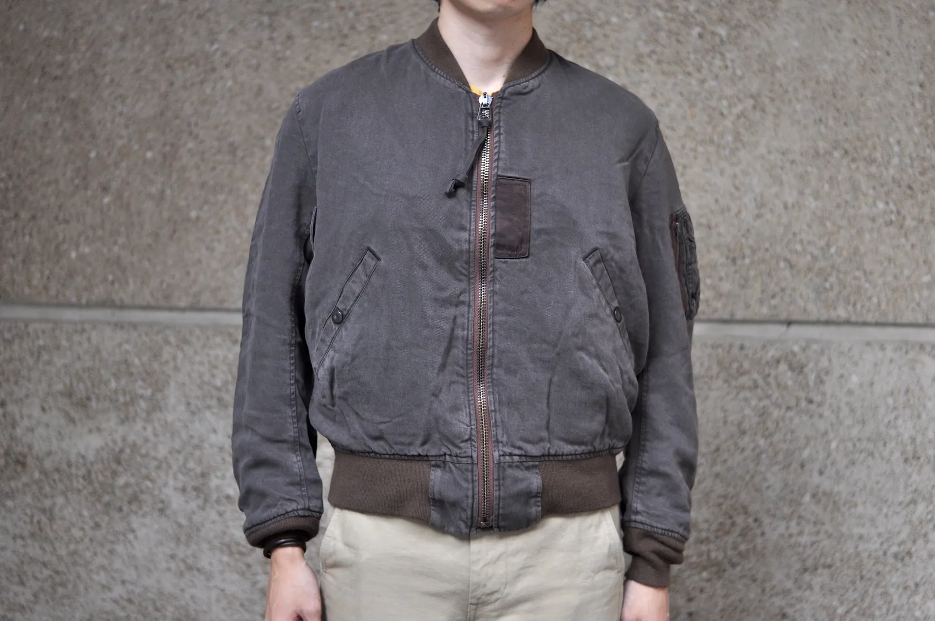 Maru Sankaku Peke by SDA MA-1 Bomber Jacket (Mud Brown)