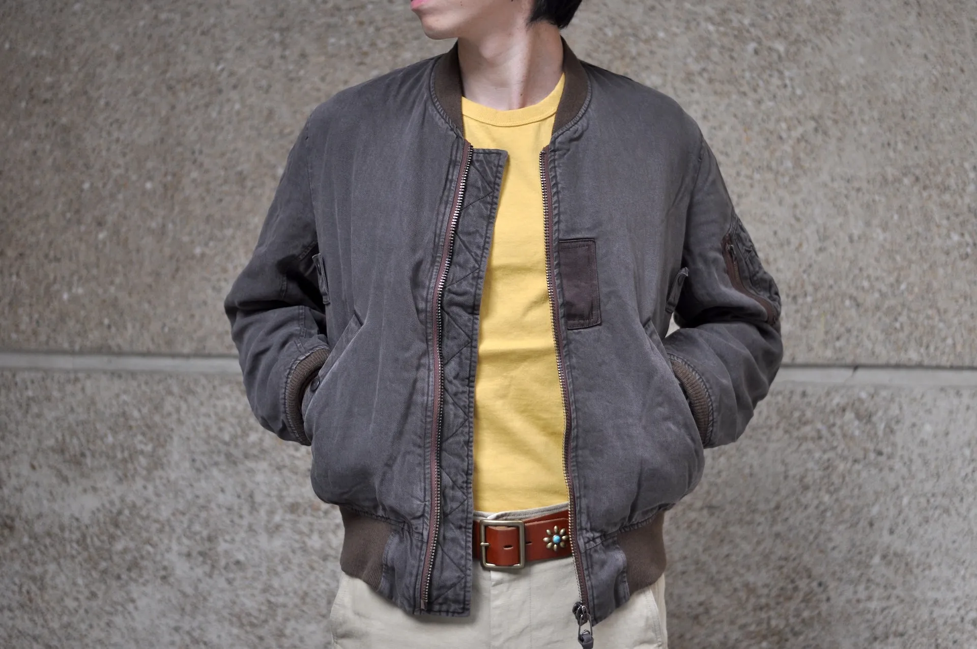 Maru Sankaku Peke by SDA MA-1 Bomber Jacket (Mud Brown)