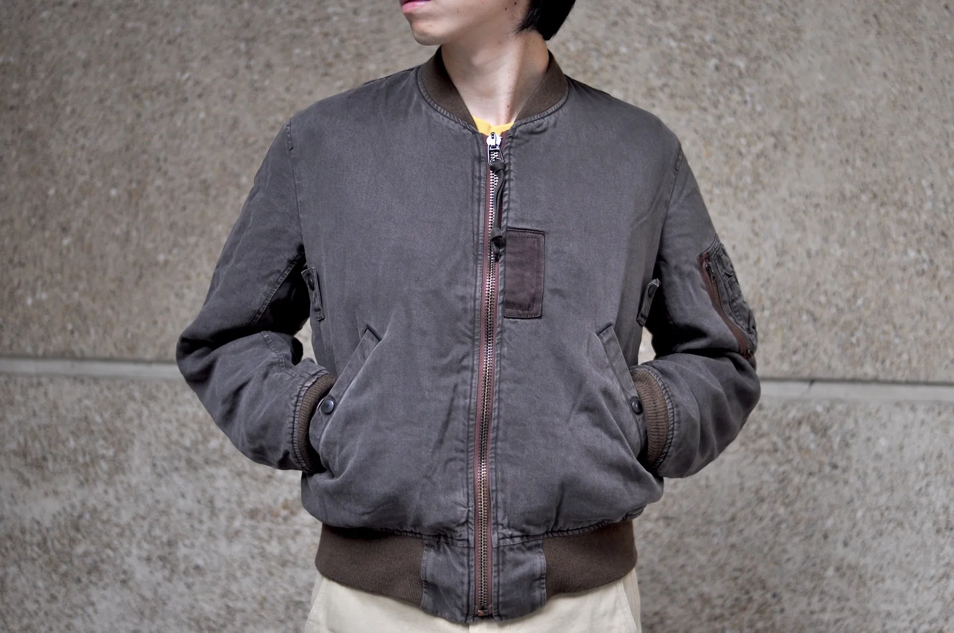 Maru Sankaku Peke by SDA MA-1 Bomber Jacket (Mud Brown)