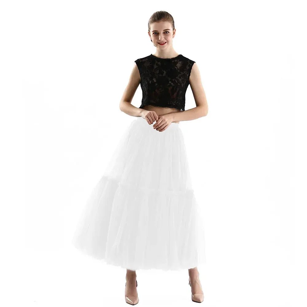 Maxi Long Tulle Skirts for Women Black Gothic Pleated Skirt Casual Party Fairycore Summer Winter Jupe Longue 2022 Falda Mujer