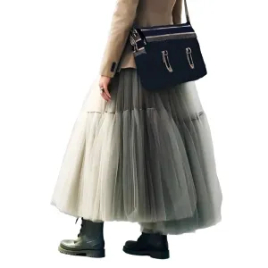 Maxi Long Tulle Skirts for Women Black Gothic Pleated Skirt Casual Party Fairycore Summer Winter Jupe Longue 2022 Falda Mujer