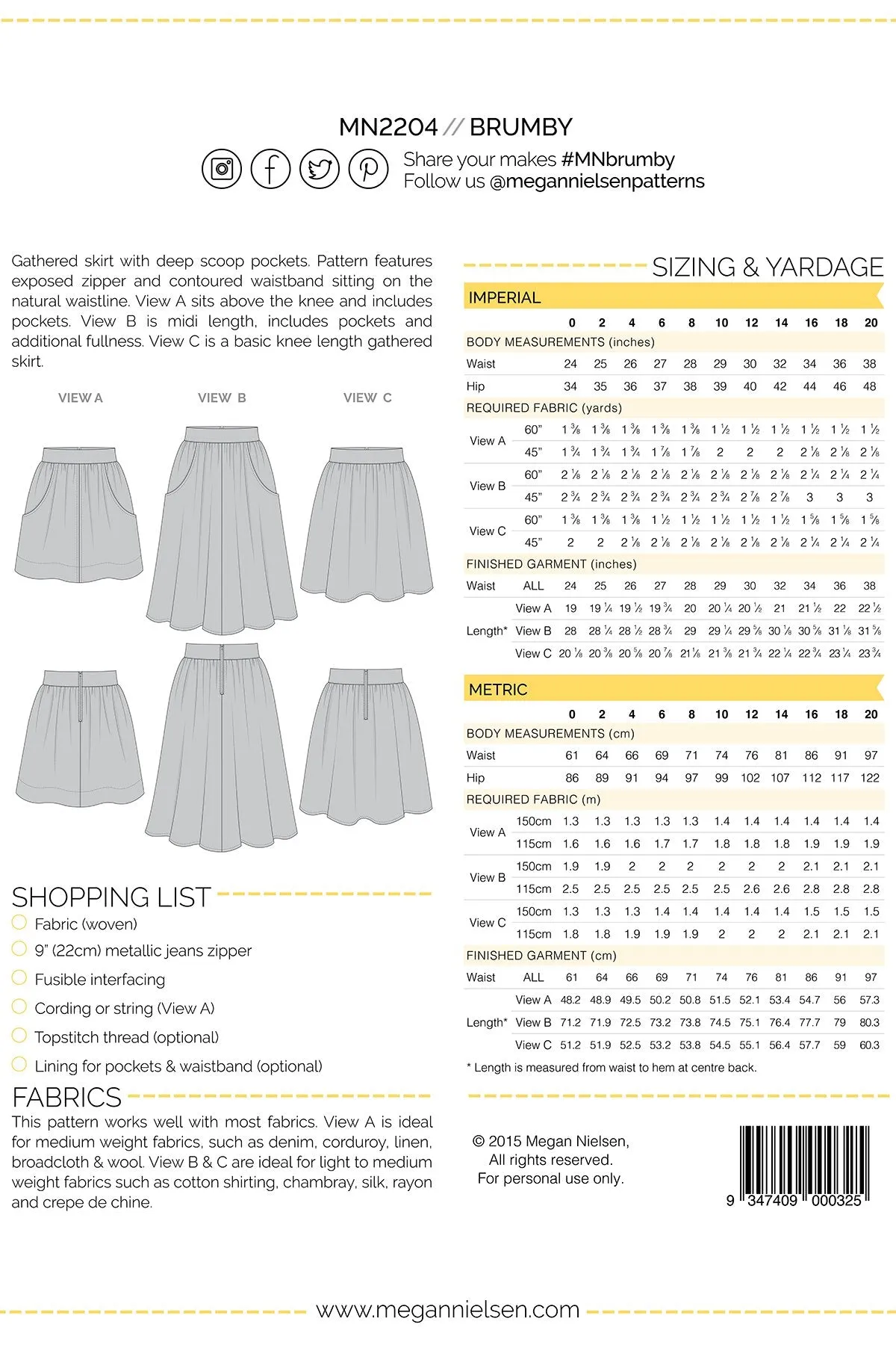 Megan Nielsen: Brumby Skirt
