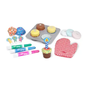 Melissa & Doug Bake & Decorate Wooden Cupcake Play Set