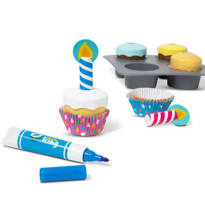 Melissa & Doug Bake & Decorate Wooden Cupcake Play Set