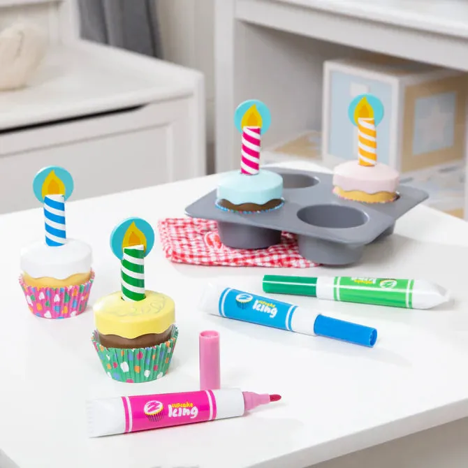 Melissa & Doug Bake & Decorate Wooden Cupcake Play Set