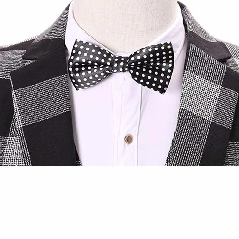 Men's 3 Peice Jacket Pants Vest Grey Plaid Business Suit Up To 3XL