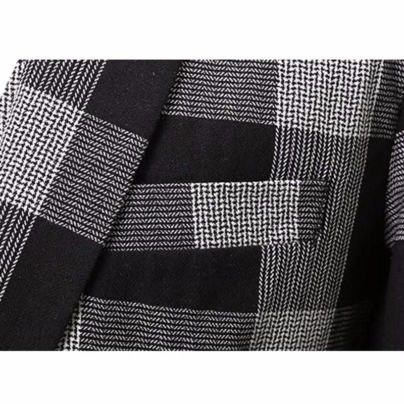 Men's 3 Peice Jacket Pants Vest Grey Plaid Business Suit Up To 3XL