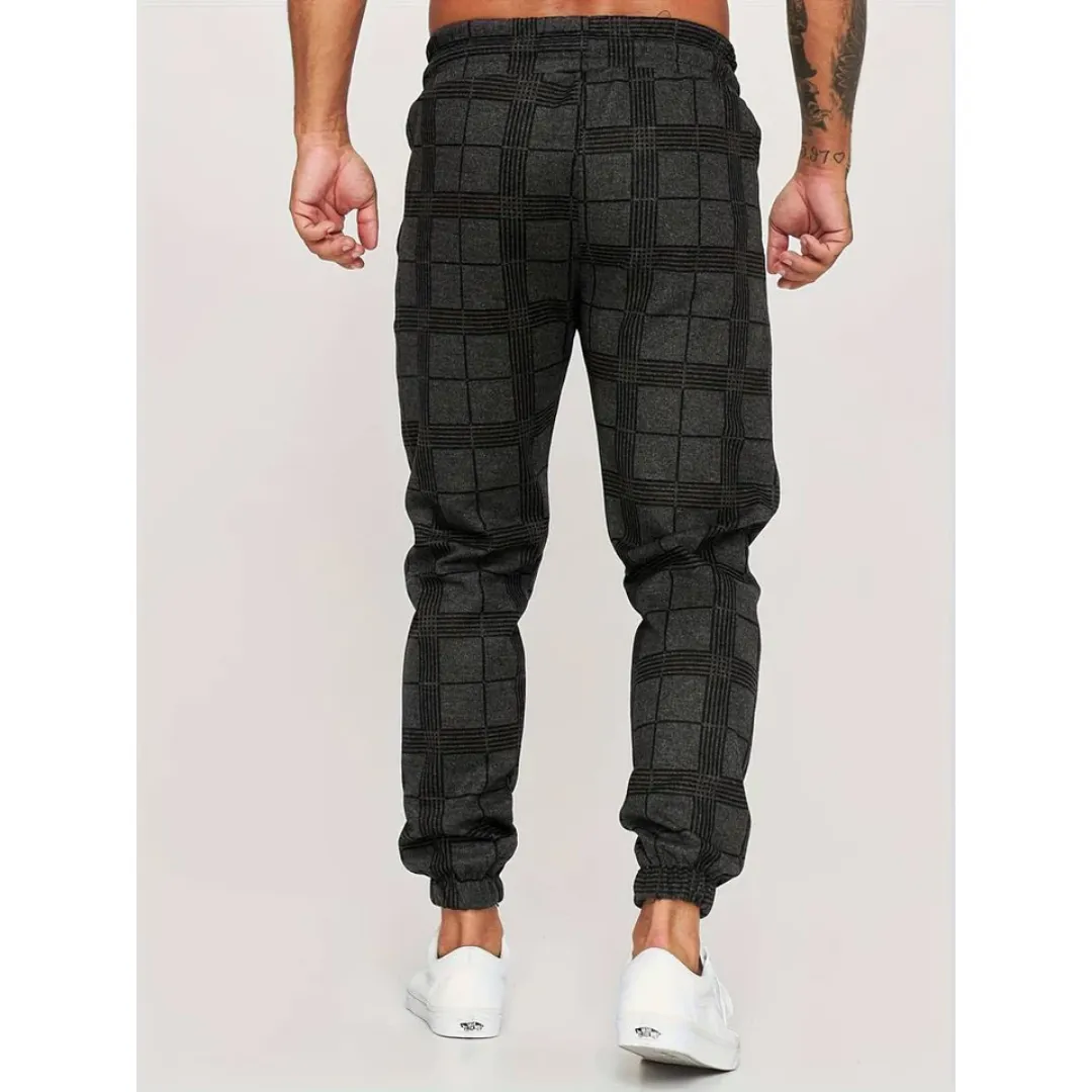 Men's Casual Plaid Jogger Pants | Low Rise