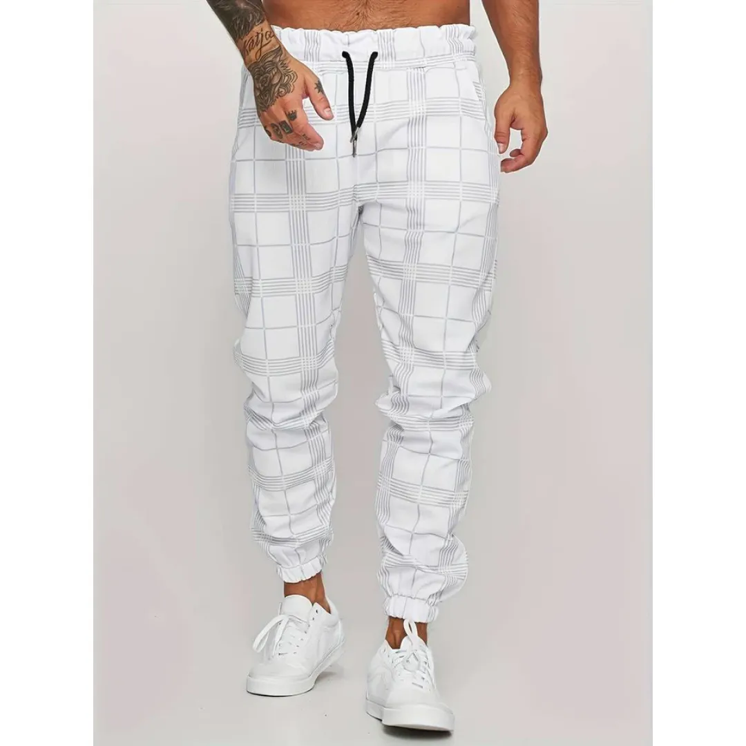 Men's Casual Plaid Jogger Pants | Low Rise