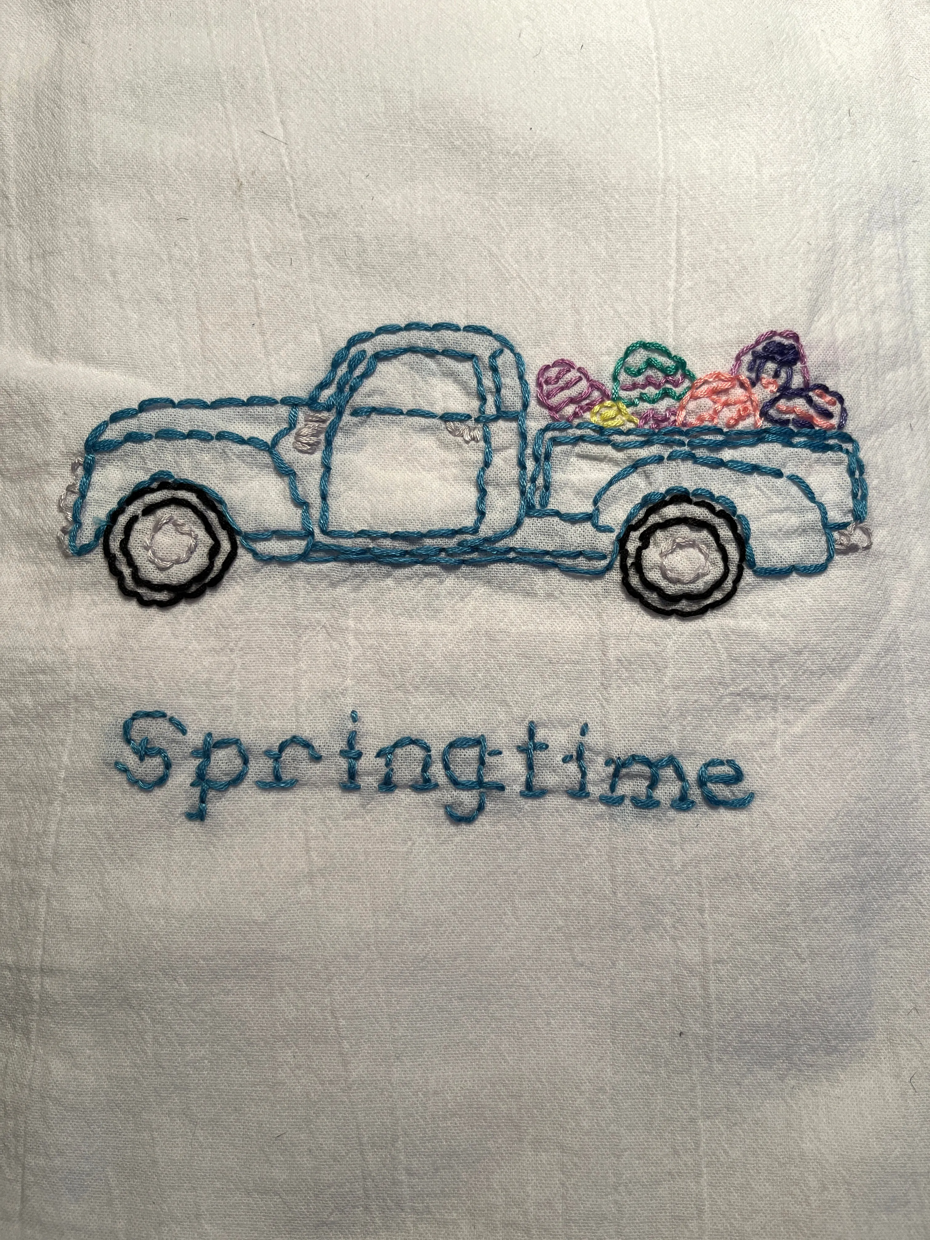 Millie's Tea Towels, Hand Embroidered: Vintage Seasonal Trucks (5 to choose from)