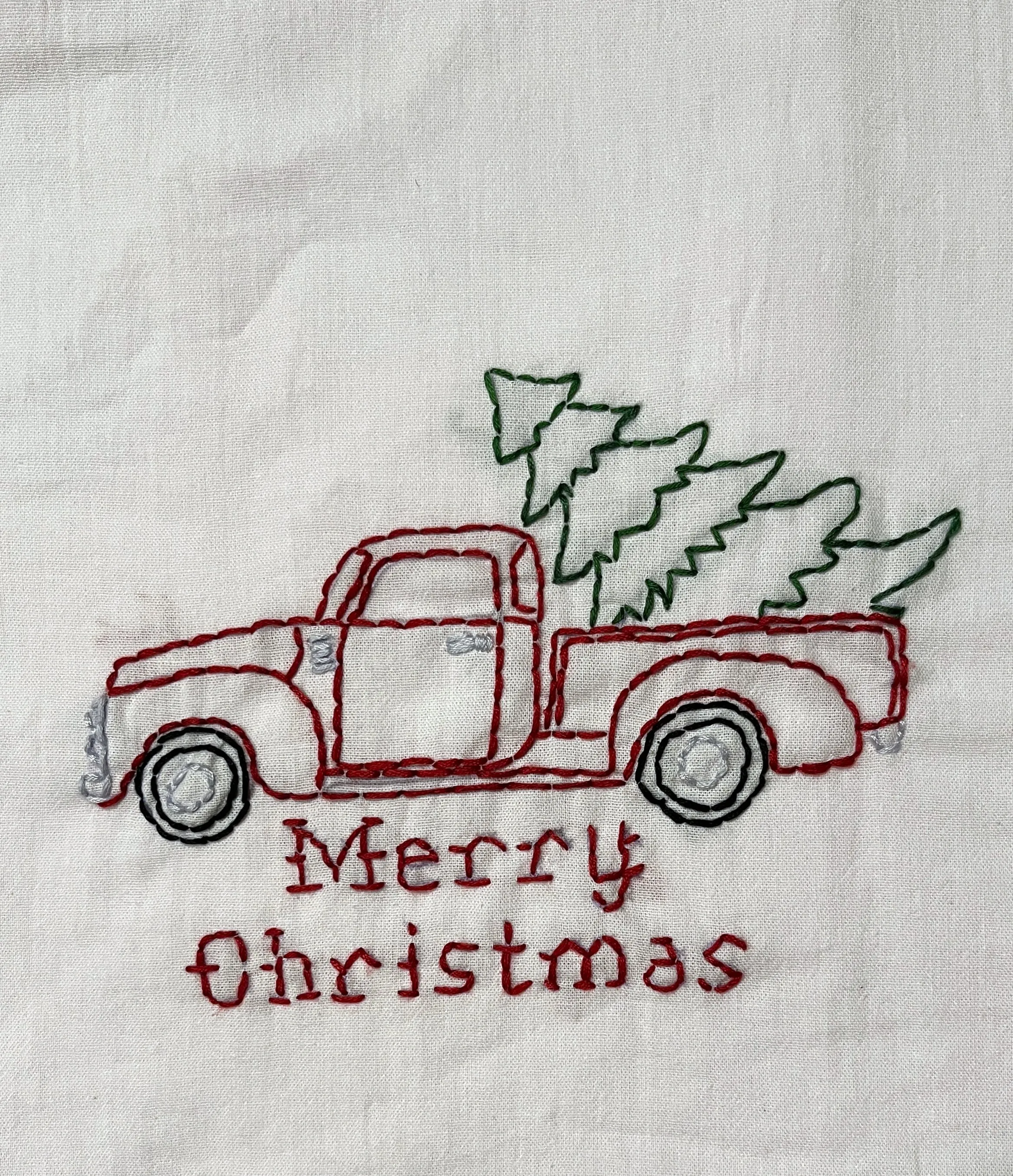 Millie's Tea Towels, Hand Embroidered: Vintage Seasonal Trucks (5 to choose from)