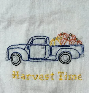 Millie's Tea Towels, Hand Embroidered: Vintage Seasonal Trucks (5 to choose from)