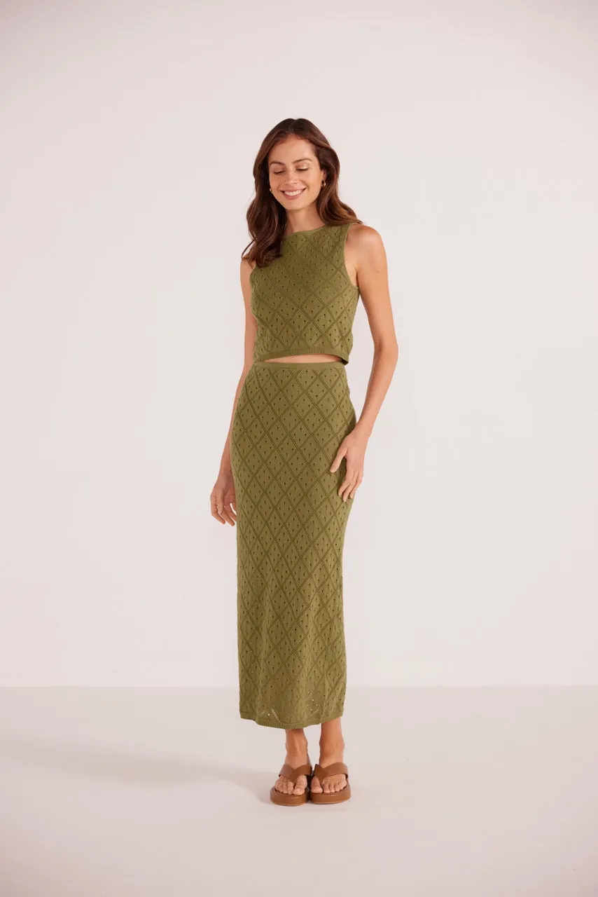 MINKPINK | Solano Diamond Knit Midi Skirt
