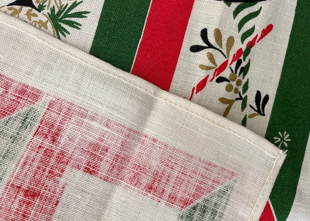 MINTY Vintage Christmas Tea Towel Santa Angel Snowman and More